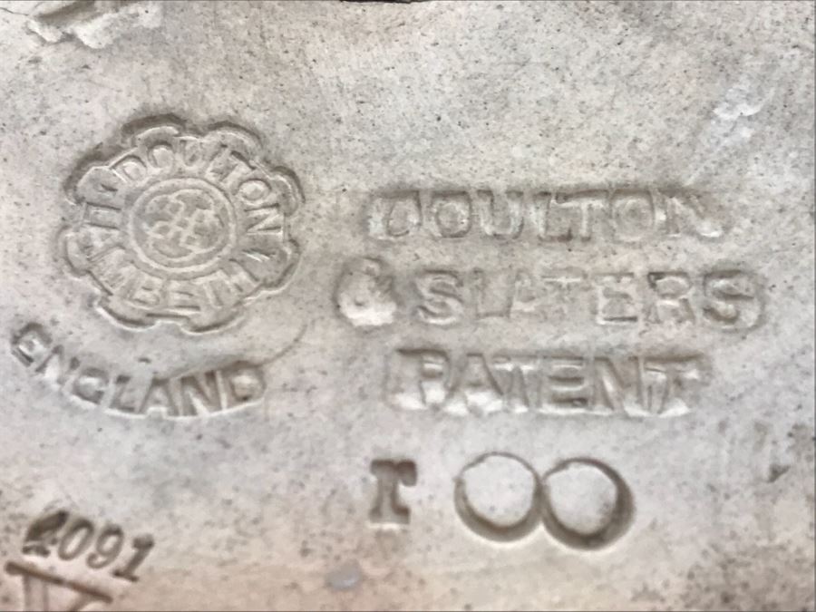 Antique Doulton Lambeth Pottery With Doulton & Slaters Patent Stoneware Jardiniere Floral Pattern 4091 8'H X 10'W [Photo 17]