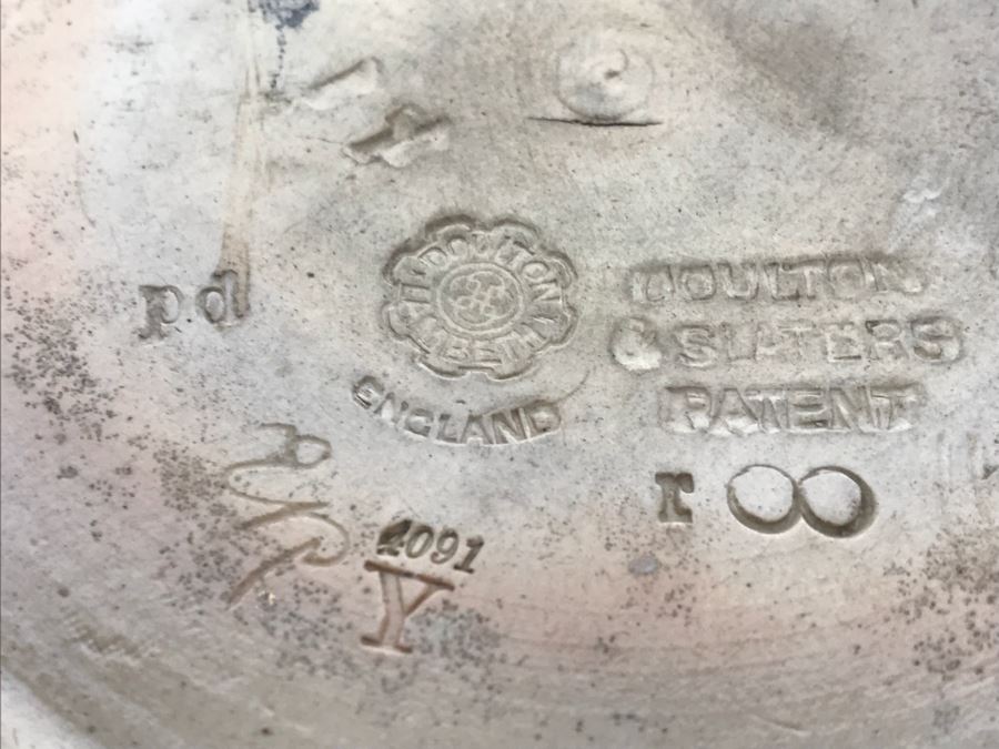 Antique Doulton Lambeth Pottery With Doulton & Slaters Patent Stoneware Jardiniere Floral Pattern 4091 8'H X 10'W [Photo 2]