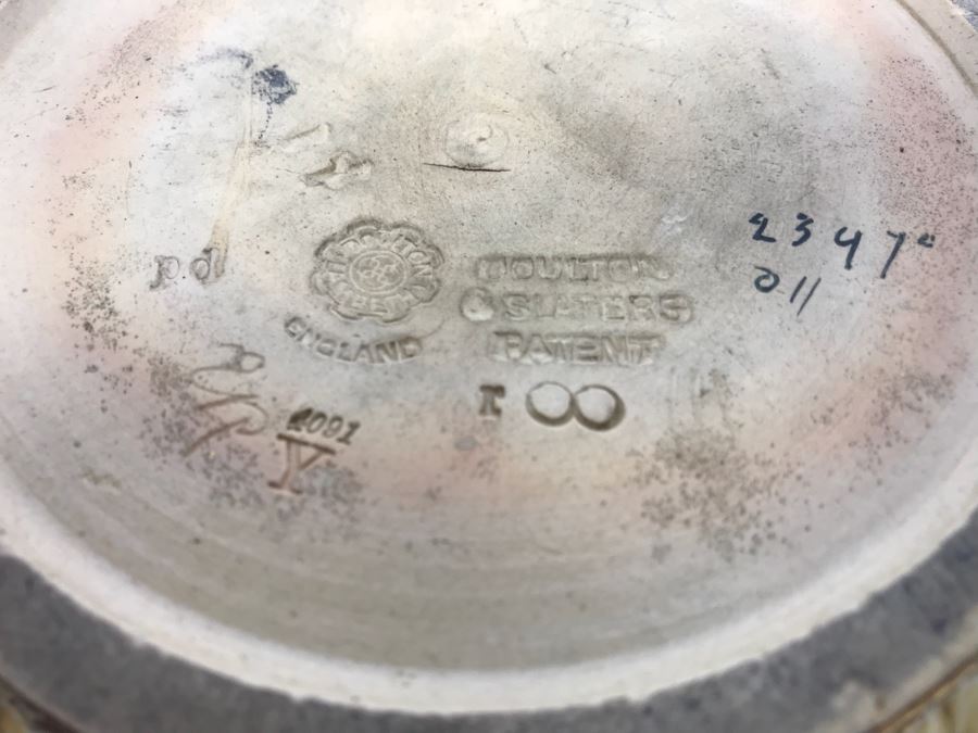 Antique Doulton Lambeth Pottery With Doulton & Slaters Patent Stoneware Jardiniere Floral Pattern 4091 8'H X 10'W [Photo 15]
