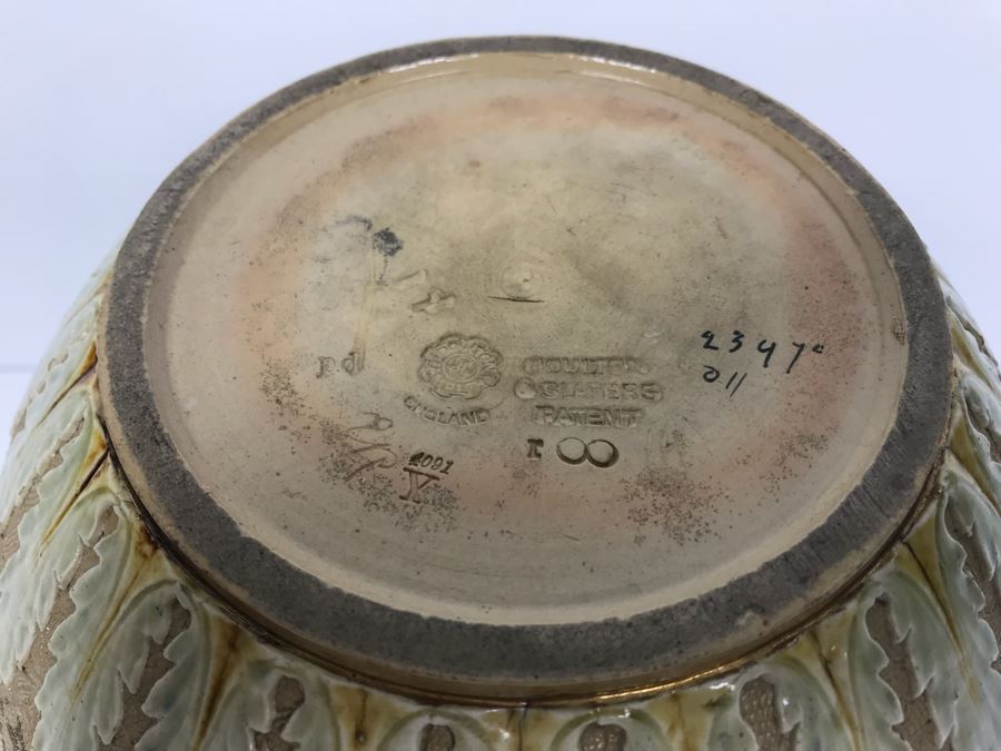 Antique Doulton Lambeth Pottery With Doulton & Slaters Patent Stoneware Jardiniere Floral Pattern 4091 8'H X 10'W [Photo 14]