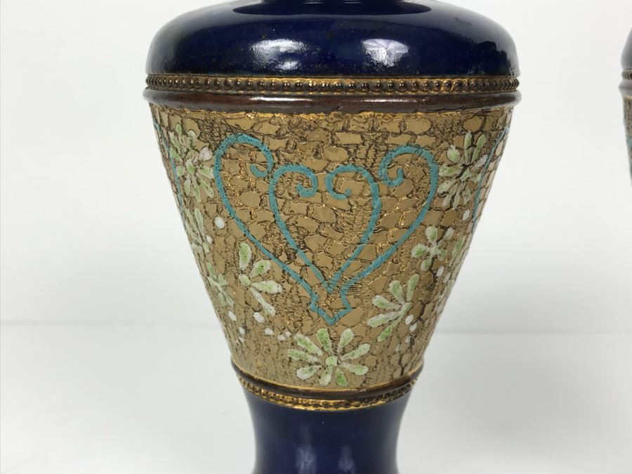 Pair Of Antique Royal Doulton England Vases Stoneware 6588 6'H [Photo 5]