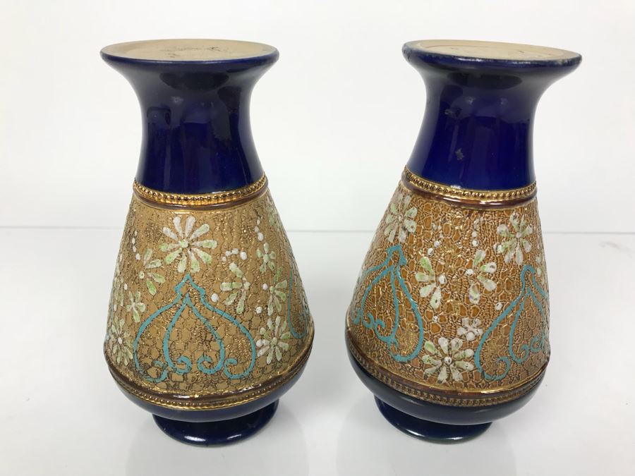 Pair Of Antique Royal Doulton England Vases Stoneware 6588 6'H [Photo 8]