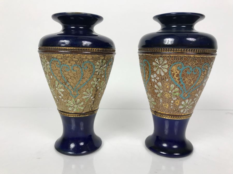 Pair Of Antique Royal Doulton England Vases Stoneware 6588 6'H [Photo 2]