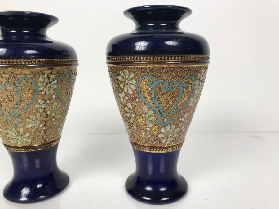 Pair Of Antique Royal Doulton England Vases Stoneware 6588 6'H [Photo 3]