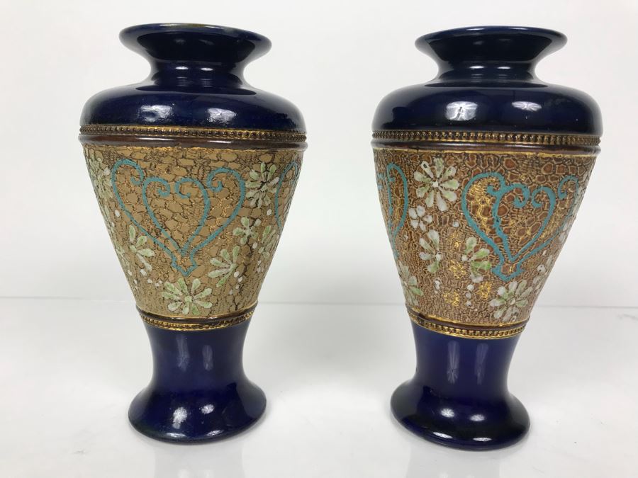 Pair Of Antique Royal Doulton England Vases Stoneware 6588 6'H [Photo 1]