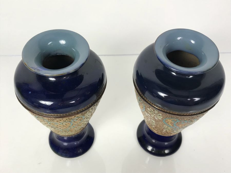 Pair Of Antique Royal Doulton England Vases Stoneware 6588 6'H [Photo 6]