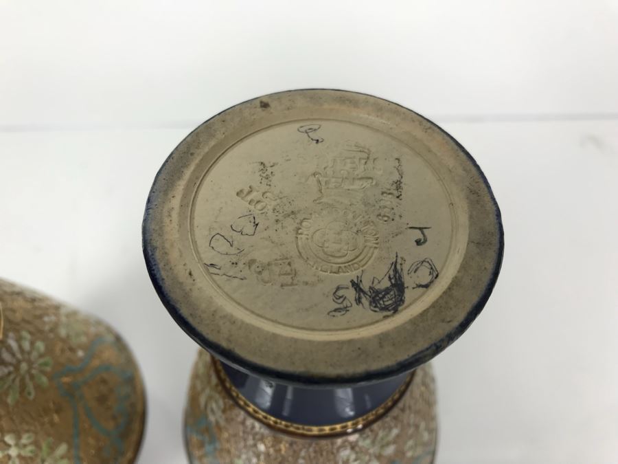 Pair Of Antique Royal Doulton England Vases Stoneware 6588 6'H [Photo 9]
