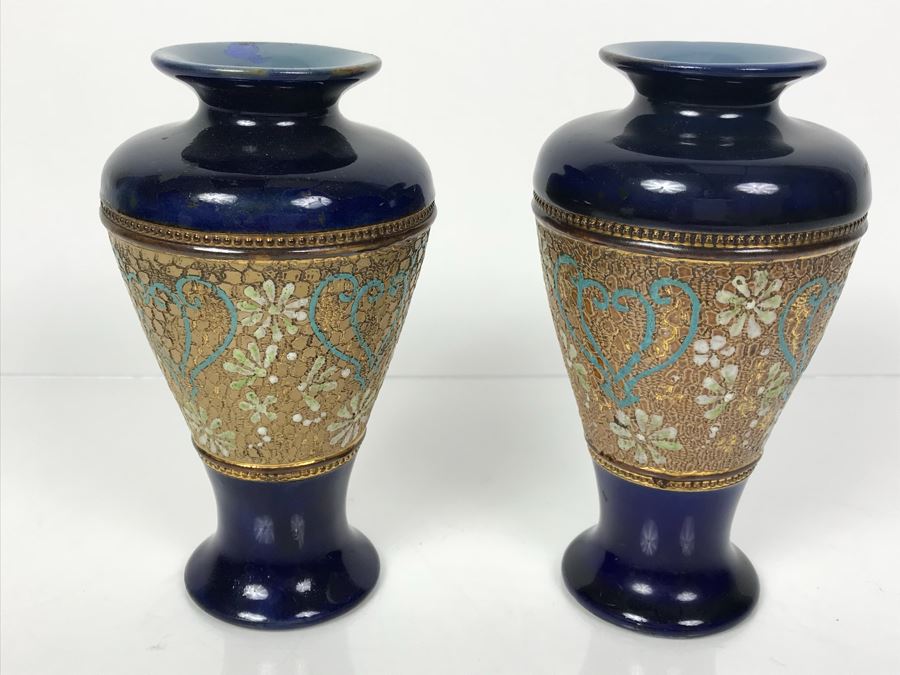 Pair Of Antique Royal Doulton England Vases Stoneware 6588 6'H [Photo 7]