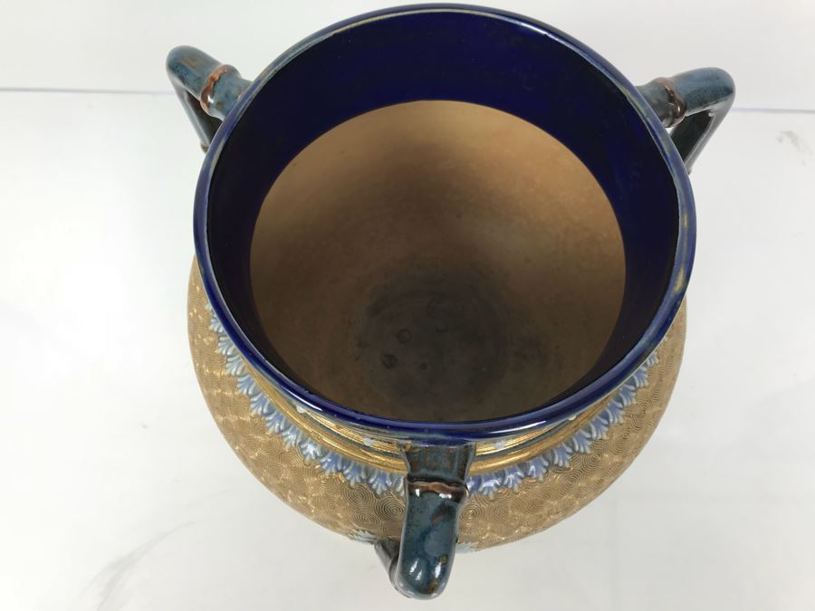 Antique Royal Doulton England Footed 3 Handled Pot Vase Cauldron Stoneware 1904 7'H X 8'W [Photo 6]