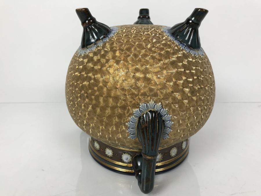 Antique Royal Doulton England Footed 3 Handled Pot Vase Cauldron Stoneware 1904 7'H X 8'W [Photo 2]