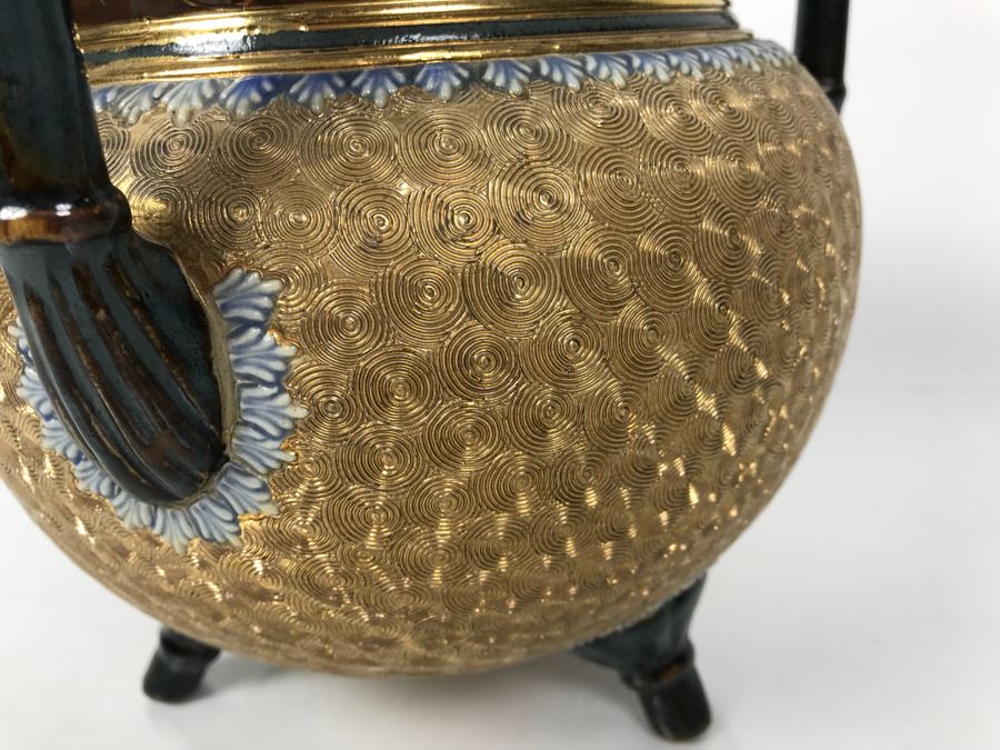 Antique Royal Doulton England Footed 3 Handled Pot Vase Cauldron Stoneware 1904 7'H X 8'W [Photo 11]