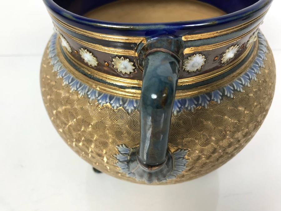 Antique Royal Doulton England Footed 3 Handled Pot Vase Cauldron Stoneware 1904 7'H X 8'W [Photo 7]