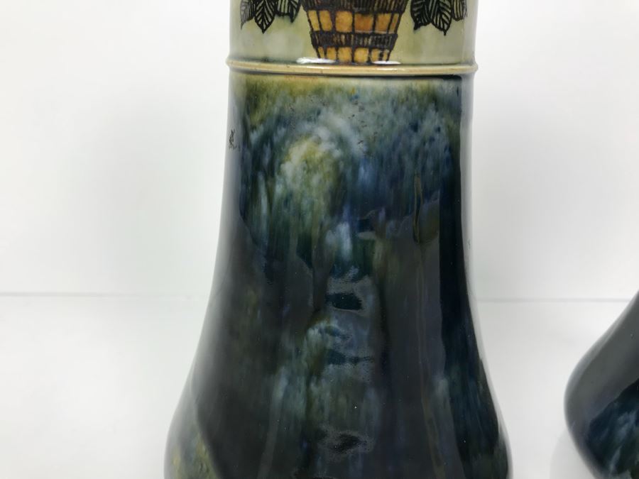 Pair Of Antique Royal Doulton England Vases Stoneware 7998E 8.5'H X 5'W [Photo 4]