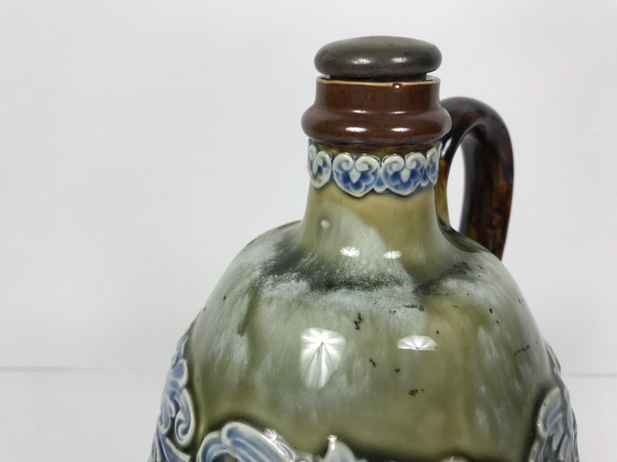Antique Doulton Lambeth England Whiskey Jug With Stopper 9051 8.5'H [Photo 6]