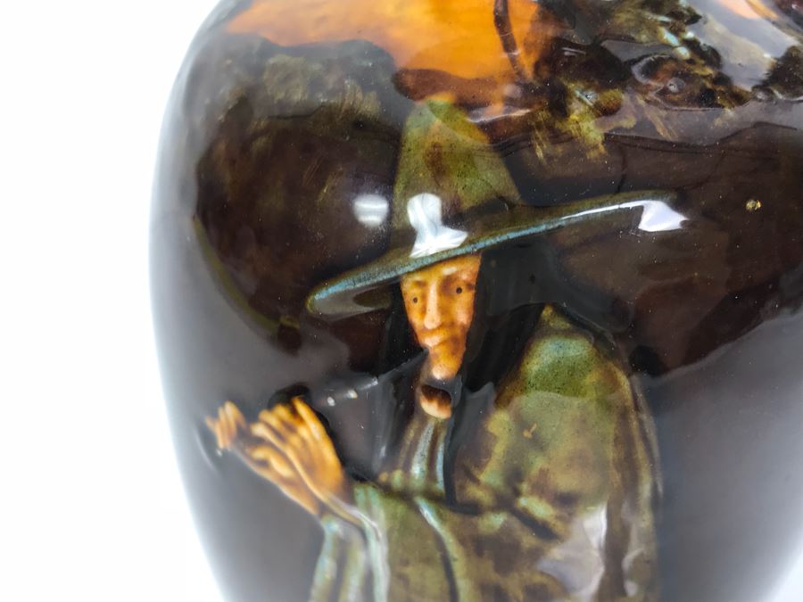 Antique Royal Doulton England Jug Witch Playing Flute Kingsware Pied Piper Flask [Photo 5]