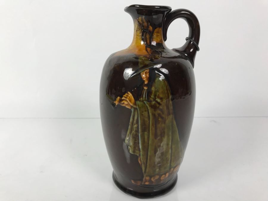 Antique Royal Doulton England Jug Witch Playing Flute Kingsware Pied Piper Flask [Photo 19]