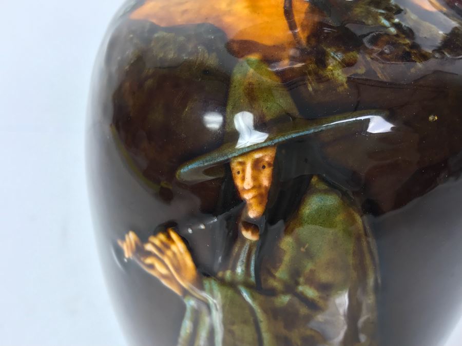 Antique Royal Doulton England Jug Witch Playing Flute Kingsware Pied Piper Flask [Photo 6]