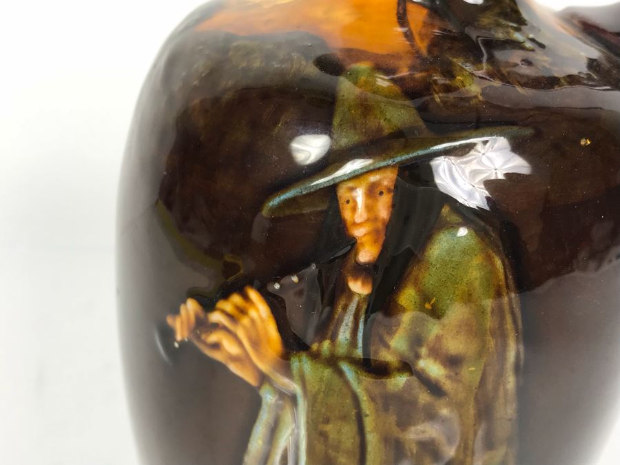 Antique Royal Doulton England Jug Witch Playing Flute Kingsware Pied Piper Flask [Photo 3]
