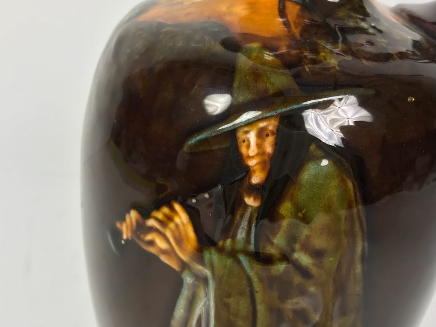 Antique Royal Doulton England Jug Witch Playing Flute Kingsware Pied Piper Flask [Photo 4]