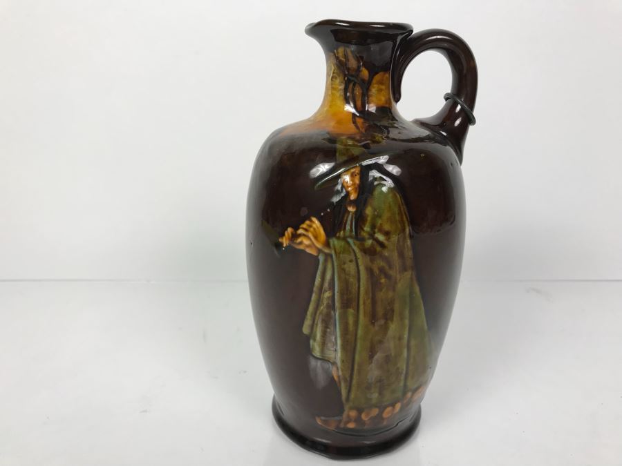 Antique Royal Doulton England Jug Witch Playing Flute Kingsware Pied Piper Flask [Photo 1]