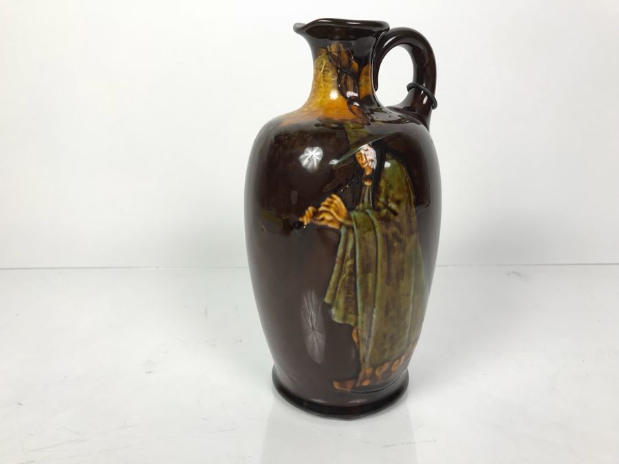Antique Royal Doulton England Jug Witch Playing Flute Kingsware Pied Piper Flask [Photo 2]