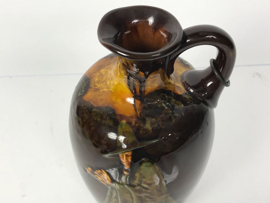 Antique Royal Doulton England Jug Witch Playing Flute Kingsware Pied Piper Flask [Photo 11]
