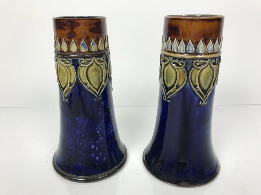 Pair Of Antique Royal Doulton England Vases Stoneware 6711 7.5'H [Photo 10]