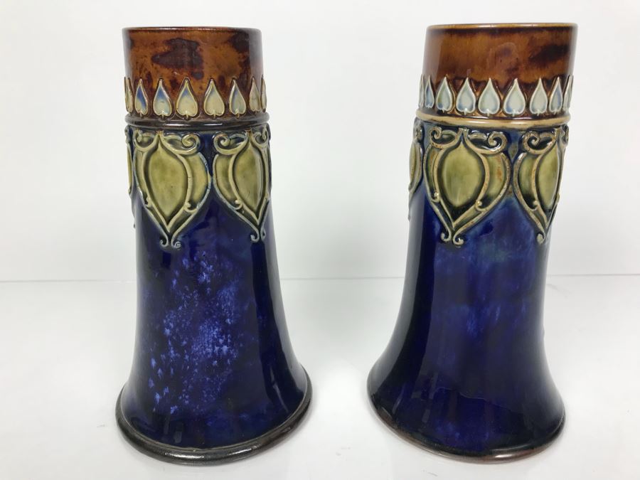 Pair Of Antique Royal Doulton England Vases Stoneware 6711 7.5'H [Photo 2]