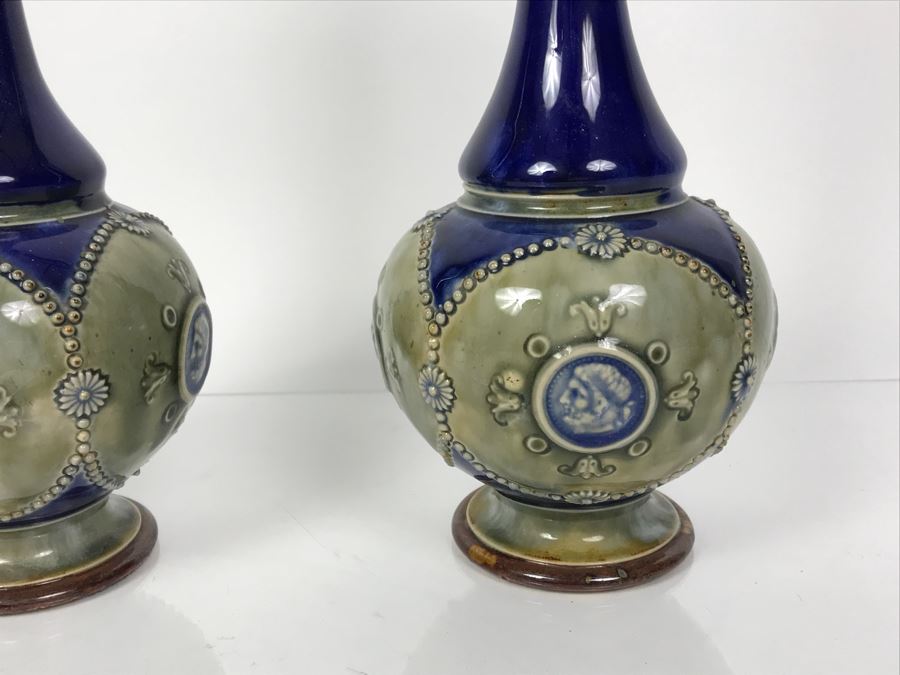 Pair Of Antique Vases One Is Doulton Lambeth England And One Is Royal Doulton England 8866 12'H [Photo 15]