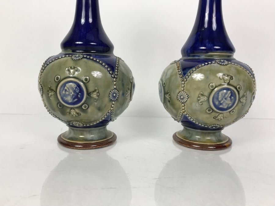 Pair Of Antique Vases One Is Doulton Lambeth England And One Is Royal Doulton England 8866 12'H [Photo 5]