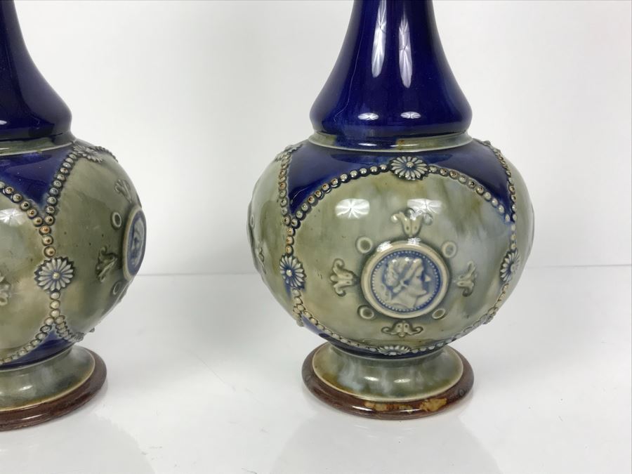Pair Of Antique Vases One Is Doulton Lambeth England And One Is Royal Doulton England 8866 12'H [Photo 14]