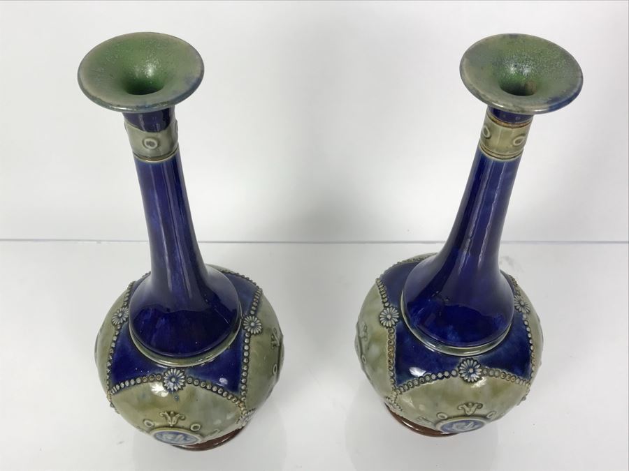 Pair Of Antique Vases One Is Doulton Lambeth England And One Is Royal Doulton England 8866 12'H [Photo 12]