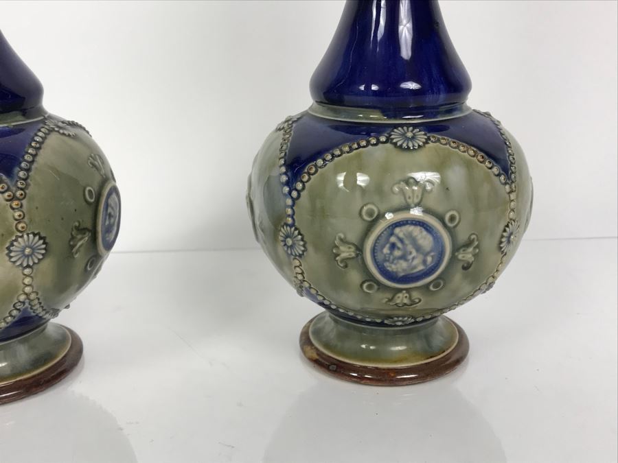 Pair Of Antique Vases One Is Doulton Lambeth England And One Is Royal Doulton England 8866 12'H [Photo 13]