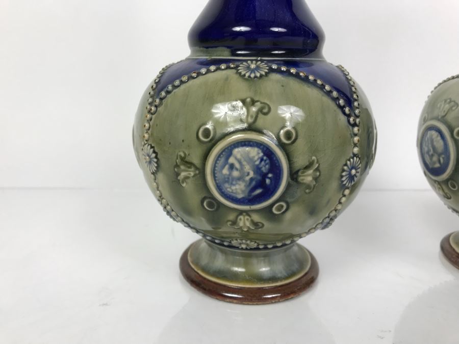 Pair Of Antique Vases One Is Doulton Lambeth England And One Is Royal Doulton England 8866 12'H [Photo 6]