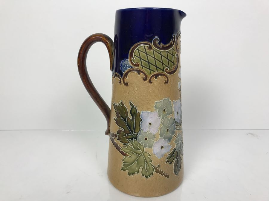 Antique Doulton Lambeth England Stoneware Pitcher With Doulton & Slaters Patent 8598 8.25'H [Photo 1]