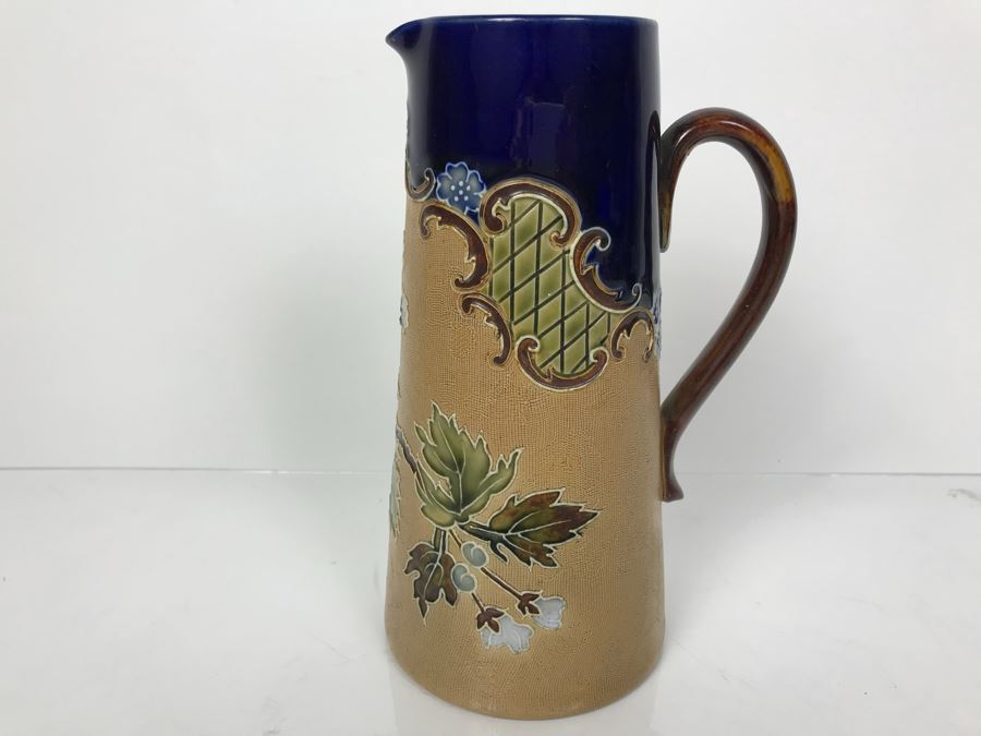 Antique Doulton Lambeth England Stoneware Pitcher With Doulton & Slaters Patent 8598 8.25'H [Photo 6]