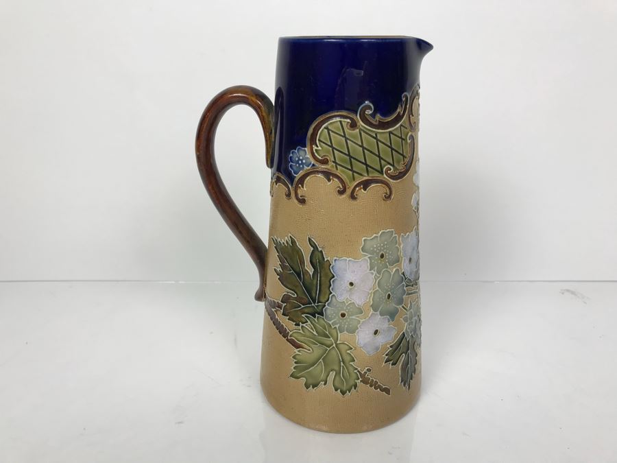 Antique Doulton Lambeth England Stoneware Pitcher With Doulton & Slaters Patent 8598 8.25'H [Photo 2]