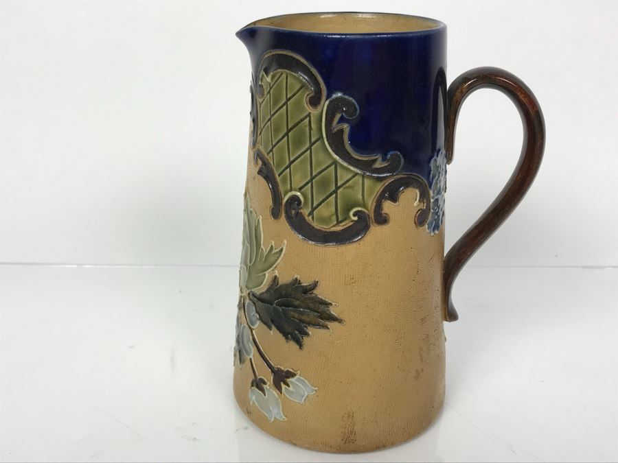 Antique Doulton Lambeth England Stoneware Pitcher With Doulton & Slaters Patent 8598 5.5'H [Photo 5]