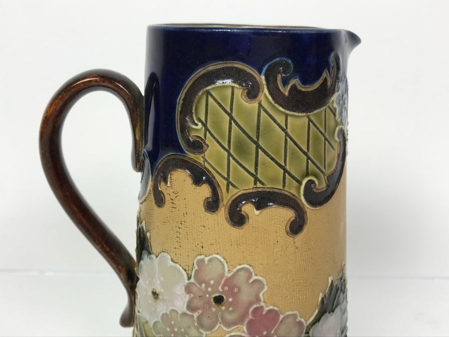 Antique Doulton Lambeth England Stoneware Pitcher With Doulton & Slaters Patent 8598 5.5'H [Photo 3]