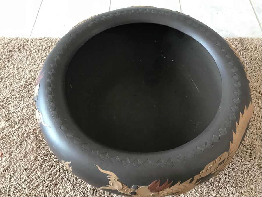 Signed Asian Dragon Serpent Footed Planter Pot [Photo 13]
