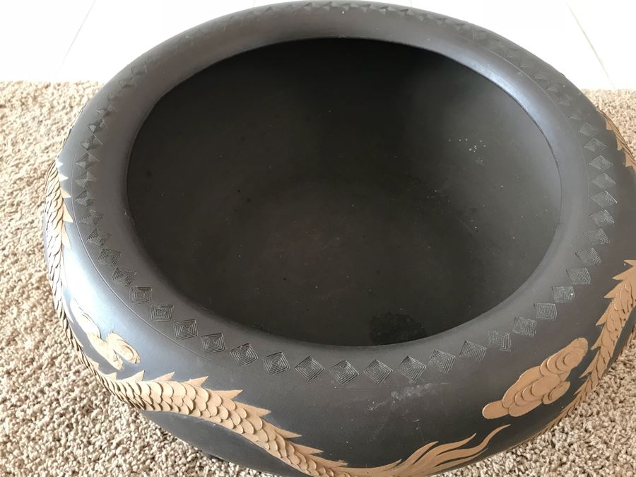 Signed Asian Dragon Serpent Footed Planter Pot [Photo 11]