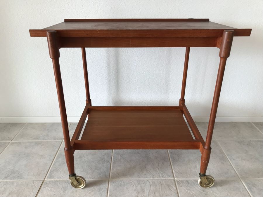 Mid-Century Modern Teak Bar Tea Cart With Extra Leaf [Photo 3]