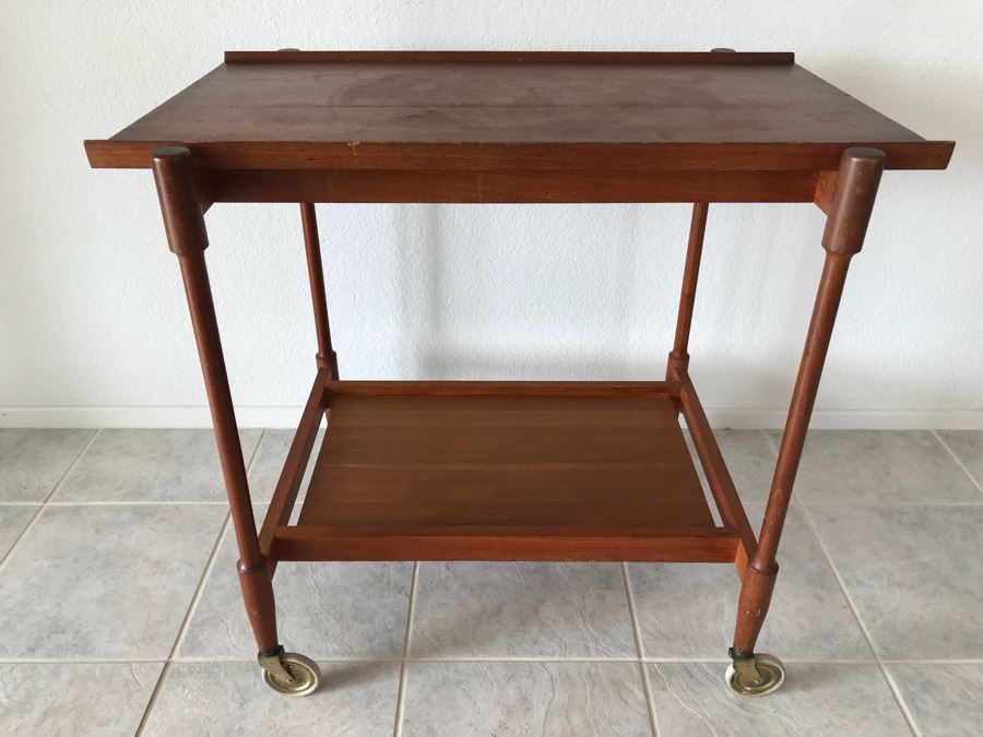 Mid-Century Modern Teak Bar Tea Cart With Extra Leaf [Photo 2]