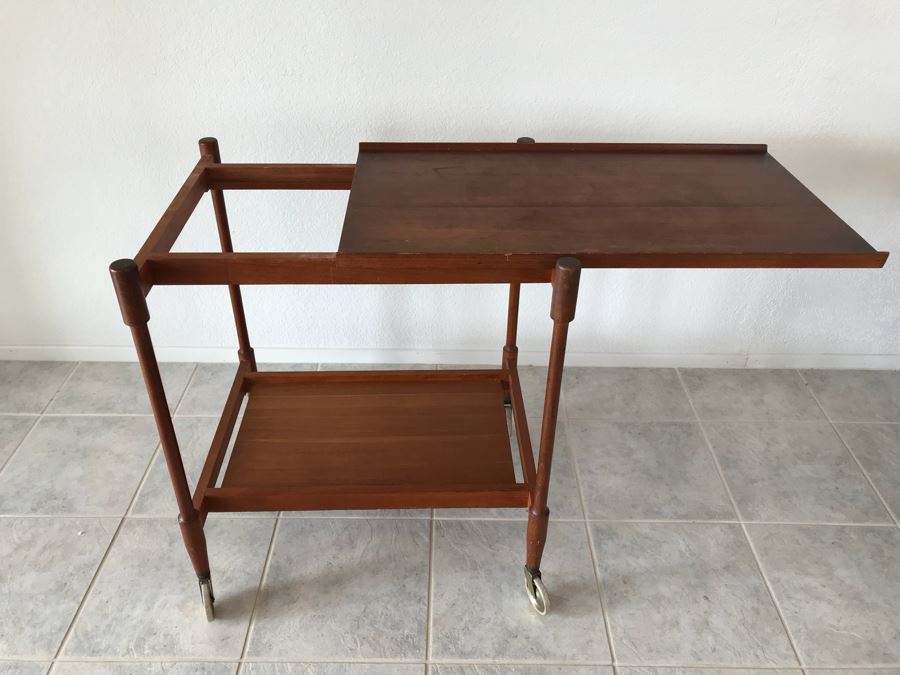 Mid-Century Modern Teak Bar Tea Cart With Extra Leaf [Photo 7]