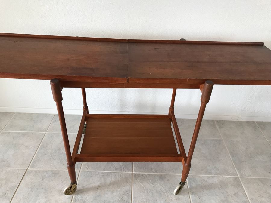 Mid-Century Modern Teak Bar Tea Cart With Extra Leaf [Photo 8]