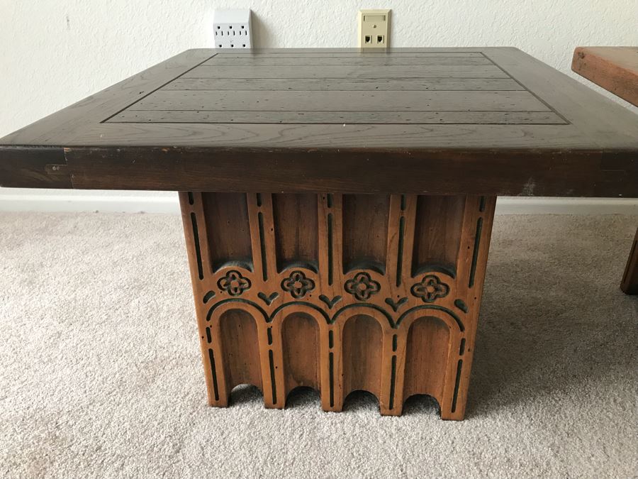 Pair Of Wooden End Tables (Can't Make Out Furniture Label) [Photo 3]