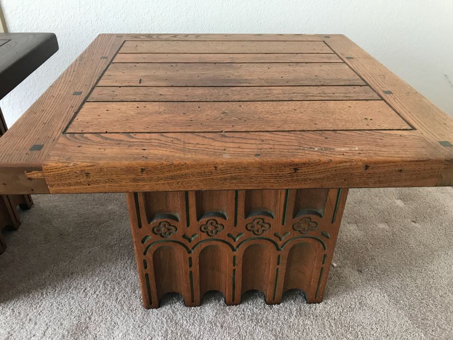 Pair Of Wooden End Tables (Can't Make Out Furniture Label) [Photo 5]