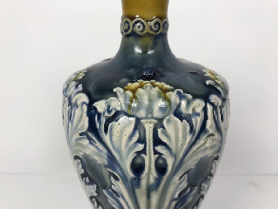 Antique Doulton Lambeth England Vase Stoneware 10'H [Photo 3]