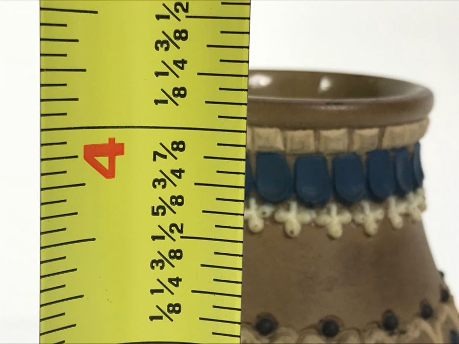 Antique Doulton Lambeth Silicon Stoneware Vase 1883 4'H [Photo 10]