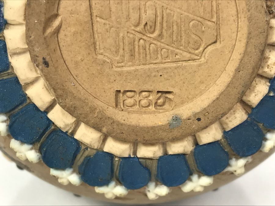 Antique Doulton Lambeth Silicon Stoneware Vase 1883 4'H [Photo 9]